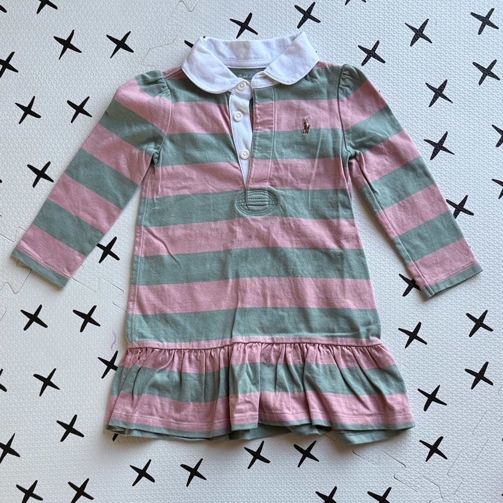 Ralph Lauren Pink and Green Striped Kids Dress